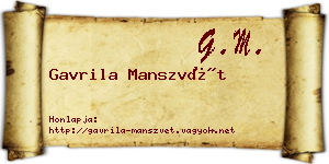 Gavrila Manszvét névjegykártya